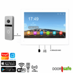 DS7865 | HD-Internet-Türklingel mit Kamera | Türklingel in Silber oder Schwarz | 8"-Touchscreen | Internet über 2,4/5-GHz-WLAN oder LAN-Netzwerkkabel mit PoE 802.3af | 4-Draht-Verbindung zwischen Türklingel und Bildschirm | mit eingebautem RF-433-MHz-Sender | mit QR-Code-Entriegelung | 32 GB