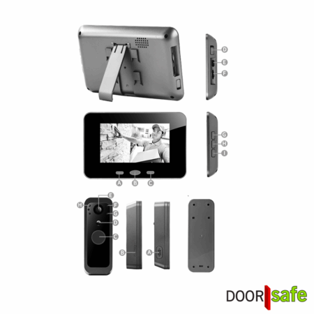 DS4200 BUDGET | Kabellose Funk Kamera-Türklingel | 4,3-Zoll-Bildschirm | Kabellos, Standardreichweite (2,4 GHz) | Türklingel mit 5000-mAh-Akku | Bild mit niedriger Auflösung | Simplex-Audio | PIR-Bewegungssensor | Infrarot-Nachtsicht | Schloss/Tor/Gong nicht anschließbar | Mit Überwachung | SD-Kartenspeicher im Display 32GB - Image 8