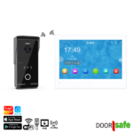 DS4855 PRO | HD-Funk-Video-Türklingel | 8"-Touchscreen | mit eingebautem RF-433-MHz-Sender | Funk, Standardreichweite (2,4 GHz) | 2,4/5-GHz-WLAN oder (PoE-IEEE-802.3af-)Netzwerkkabel | Außeneinheit mit Stromanschluss | mit abnehmbarem Metall-Regenschutz | mit Eckhalterung | hochauflösendes Bild | Duplex-Audio | Bewegungsmelder mit Personenerkennung & einstellbarem Erfassungsbereich | Infrarot-Nachtsicht | mit Monitoring | Speicherung auf 32-GB-SD-Karte im Bildschirm