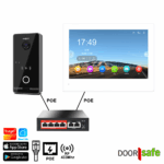 DS6678 PoE | HD-Internet-Türklingel mit Kamera mit PoE IEEE 802.3af | RFID-Mifare-Chipleser | schwarz/dunkelgrau | mit 8-Zoll-Touchscreen | mit PoE-Switch | 32 GB Bildschirm & NAS