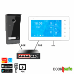 DS7891 PoE | HD-Video-Türklingel mit Kamera aus Metall mit PoE IEEE 802.3af | silber | mit 7-Zoll-Touchscreen | mit PoE-Switch | 32 GB Bildschirm & NAS