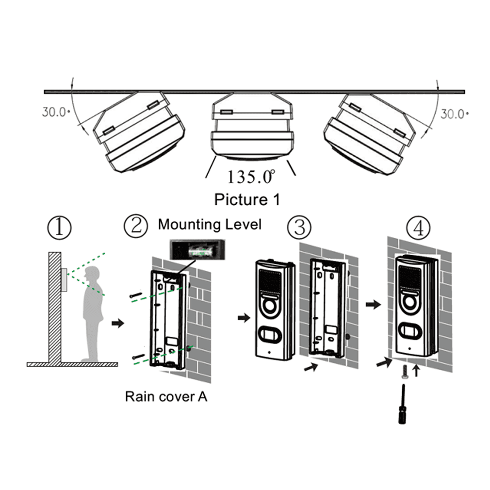 DS4110 | HD-Funk-Kameratürklingel | kabellos, Standardreichweite (2,4 GHz) | 3,5-Zoll-Farbbildschirm | Türklingel mit St